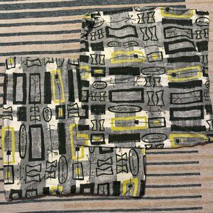 Large throw pillow covers - vintage mid-century modern MCM green & yellow fabric